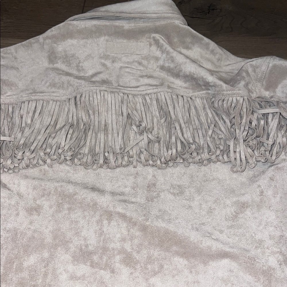 Cream Fringe Button-Up Jacket - Picture 3 of 6